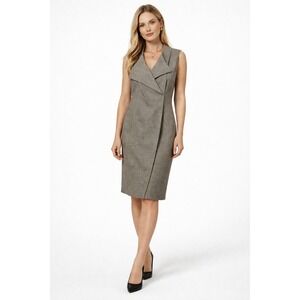 Akris Dress Women Sz 8 Taupe Sleeveless Tailored Formal Work Career Office
